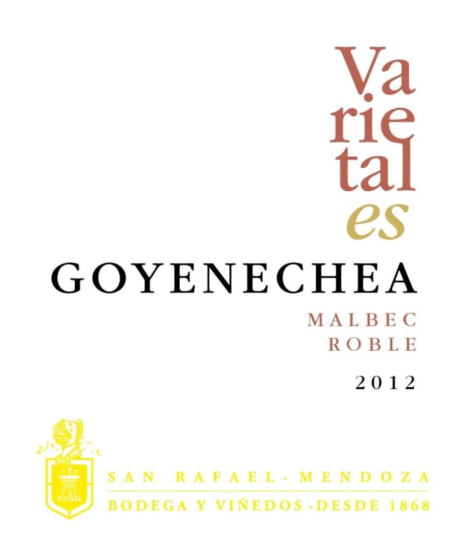 Goyenechea Roble Malbec 2012 Front Label