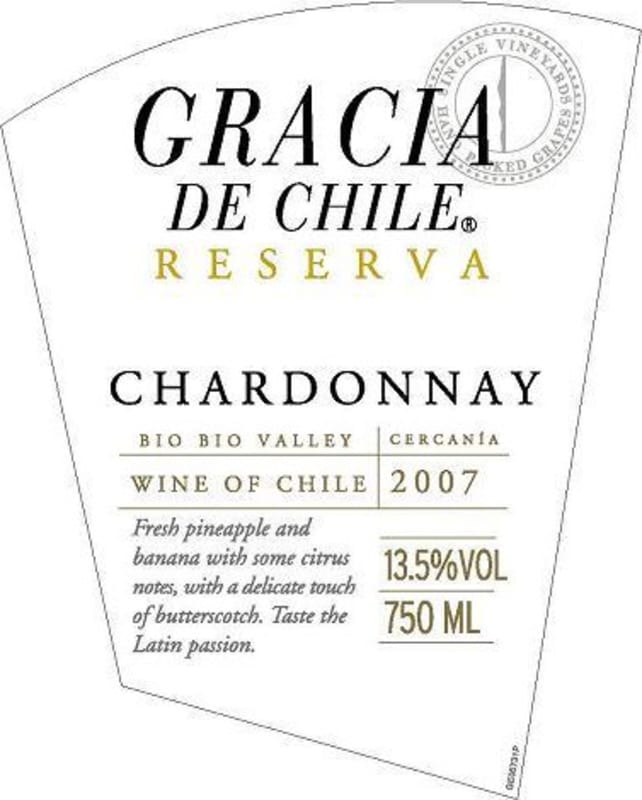 Gracia de Chile Bio Bio Valley Cercania Reserva Chardonnay 2007 Front Label