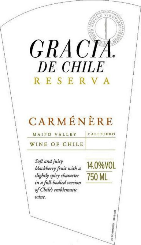 Gracia de Chile Reserva Callejero Carmenere 2009 Front Label