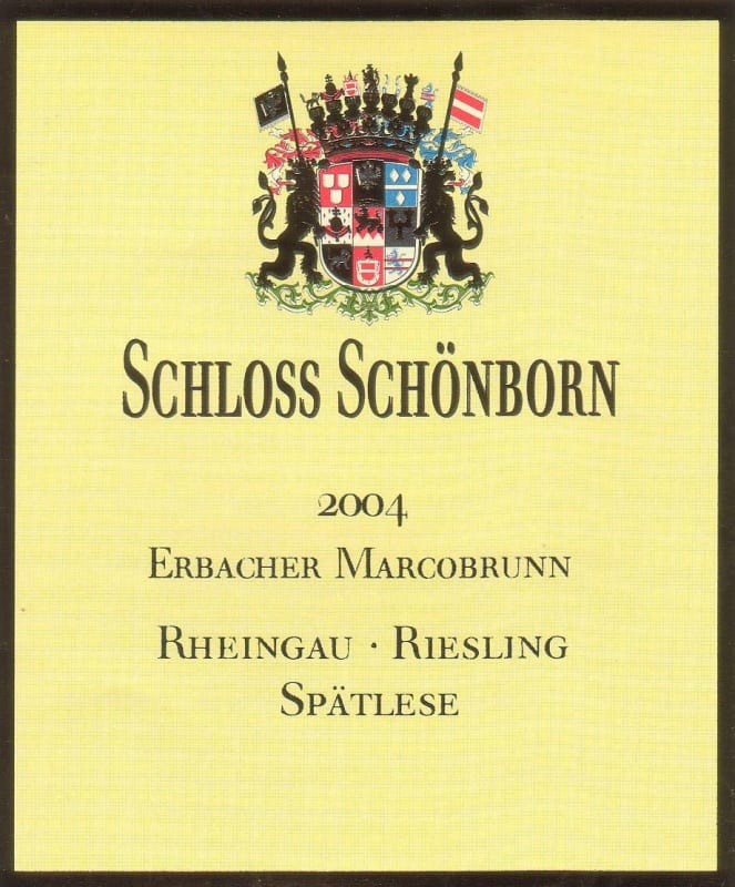 Graf von Schonborn Erbach Schloss Schonborn Erbacher Marcobrunn Spatlese Riesling 2004 Front Label
