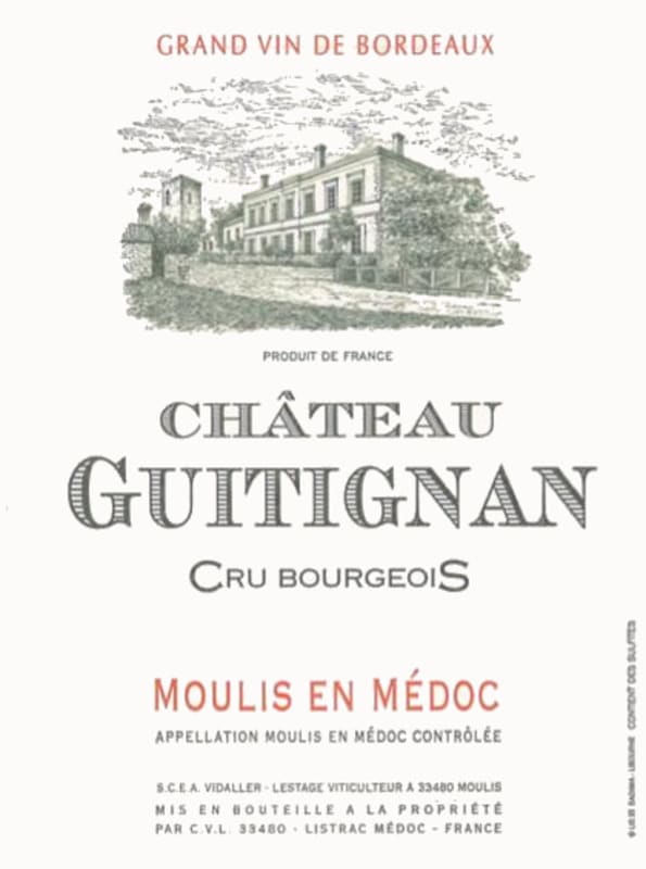 Grand Listrac Moulis en Medoc Chateau Guitignan 2012 Front Label