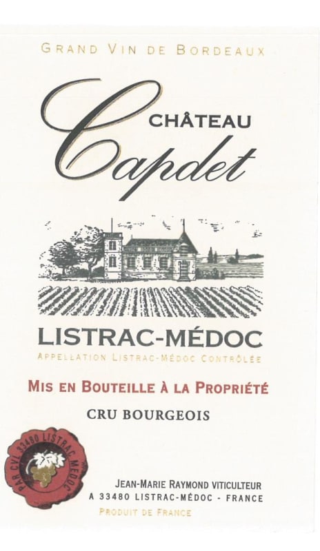 Grand Listrac Listrac-Medoc Chateau Capdet 2010 Front Label