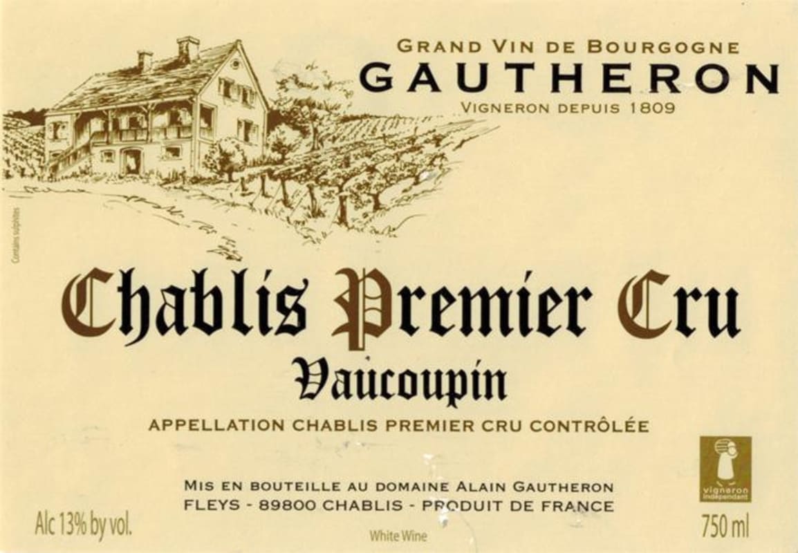 Alain Gautheron Chablis Vaucoupin Premier Cru 2012 Front Label