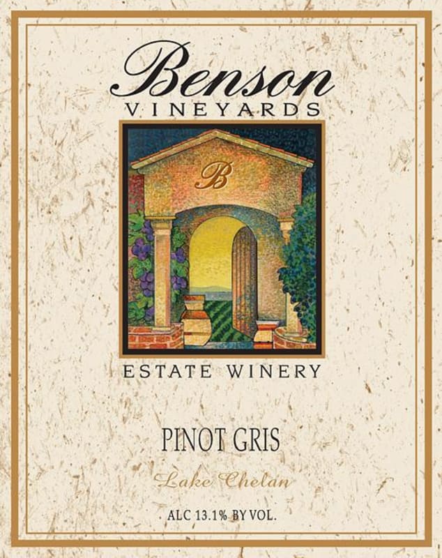 Benson Vineyards Estate Winery Pinot Gris 2015 Front Label