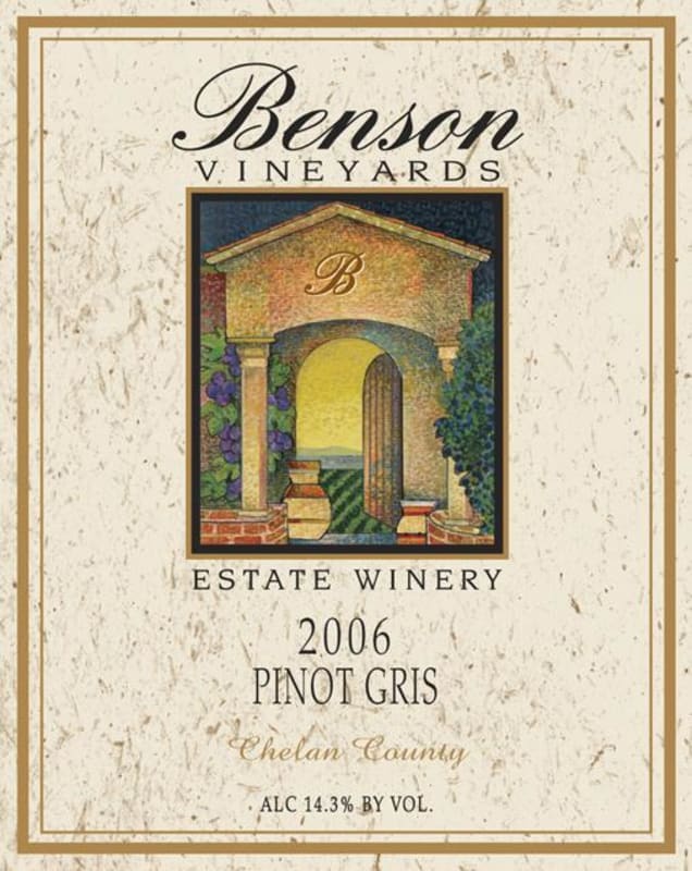 Benson Vineyards Estate Winery Pinot Gris 2006 Front Label