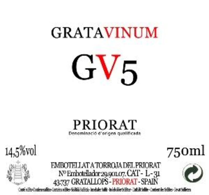 Gratavinum GV 5 2009 Front Label