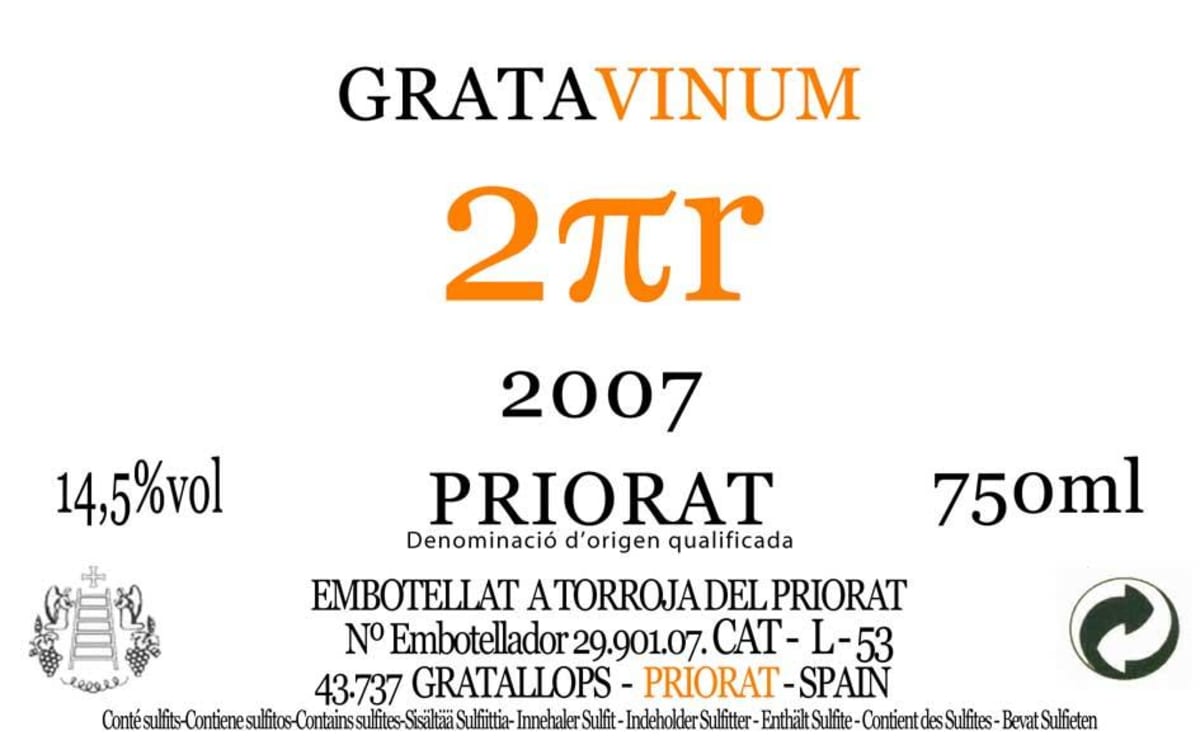 Gratavinum 2 Pi 2007 Front Label