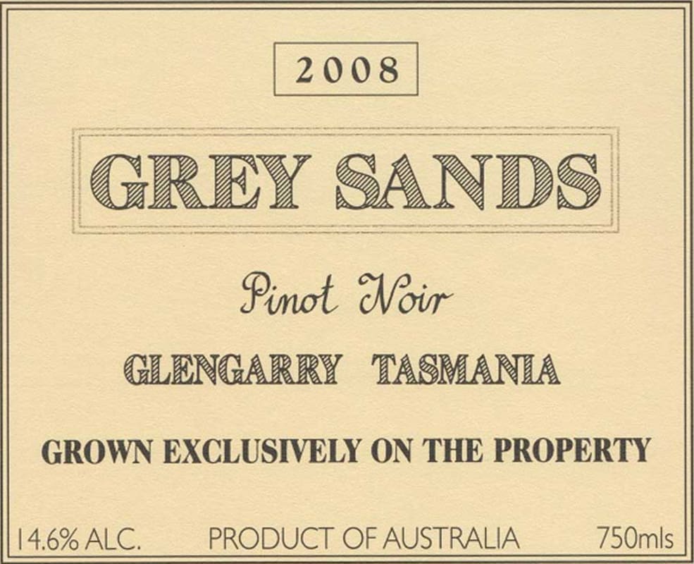 Grey Sands Vineyard Pinot Noir 2008 Front Label