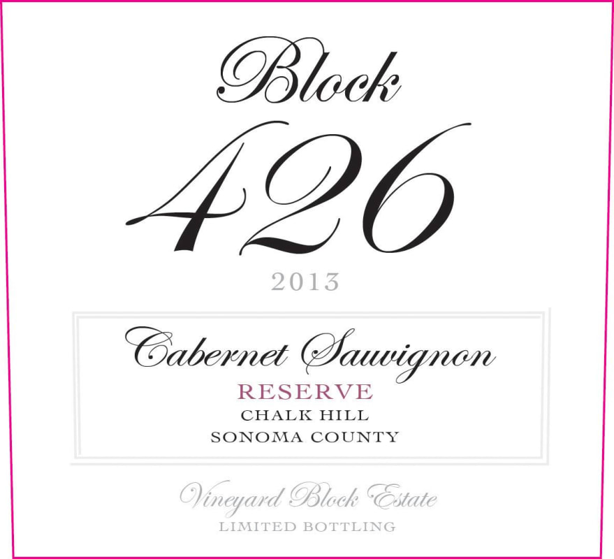 Adler Fels Vineyard Block Estates Block 426 Reserve Cabernet Sauvignon 2013 Front Label