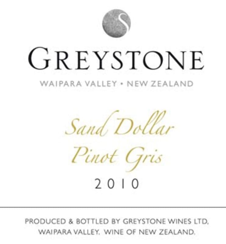 Greystone Wines Sand Dollar Pinot Gris 2010 Front Label