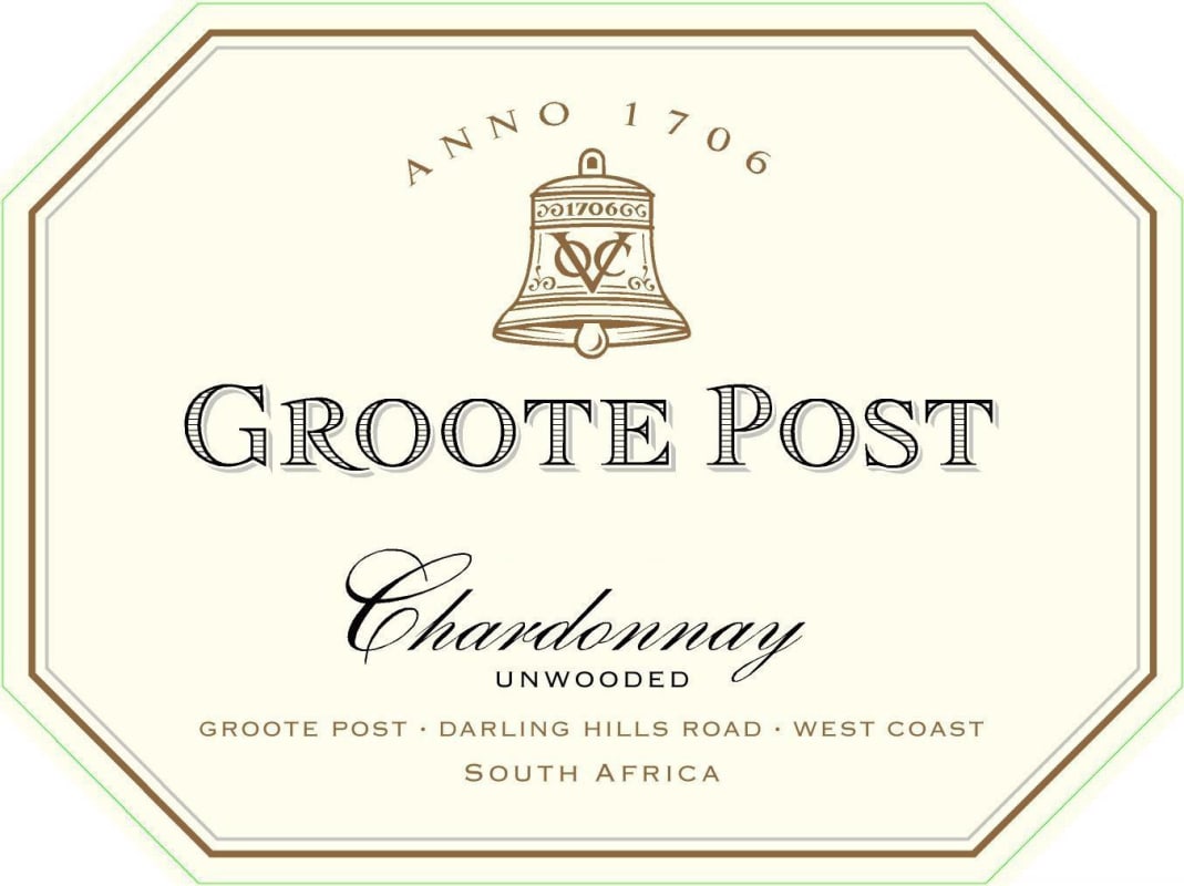 Groote Post Unwooded Chardonnay 2011 Front Label