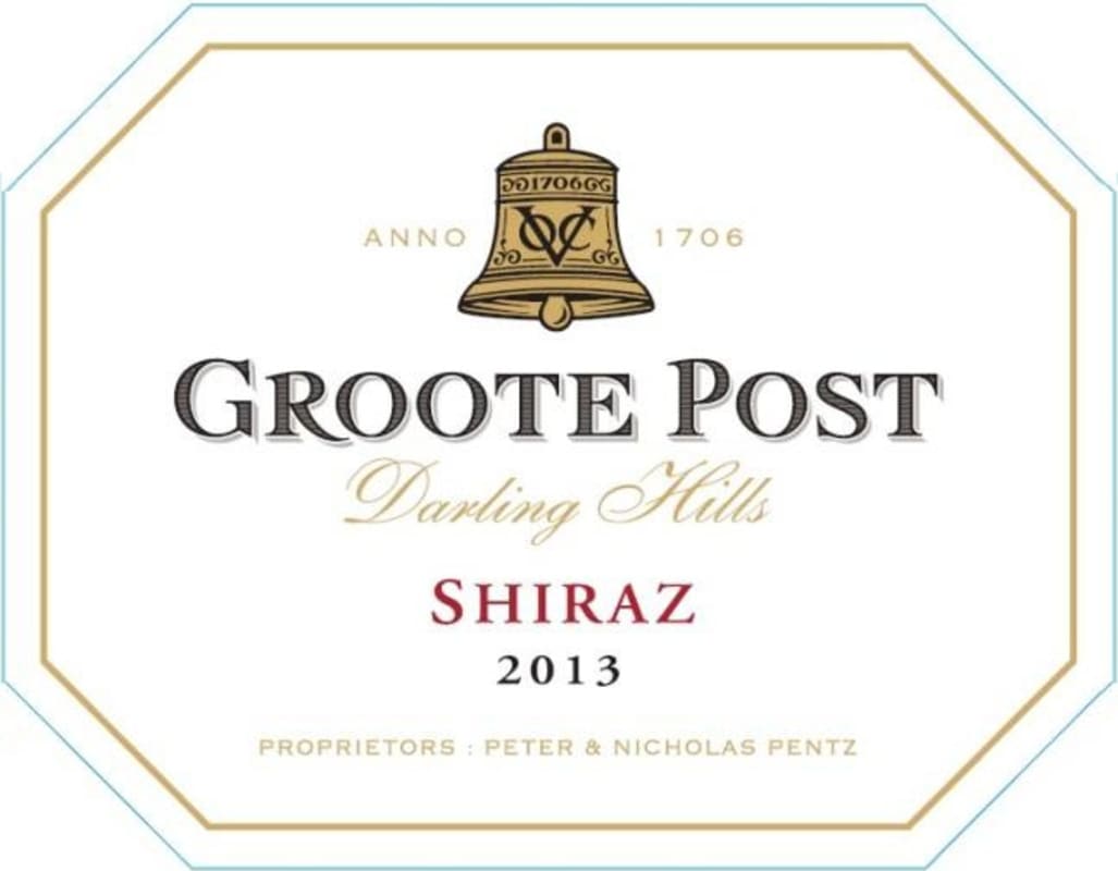 Groote Post Shiraz 2013 Front Label