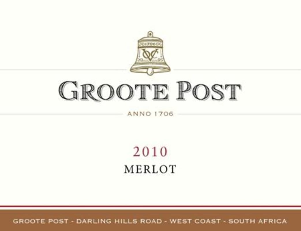 Groote Post Merlot 2010 Front Label