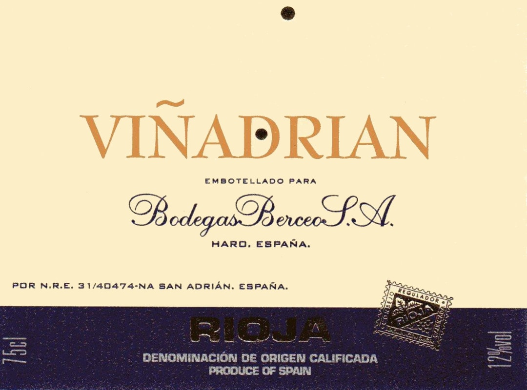 Grupo Berceo Vinadrian Blanco 2014 Front Label