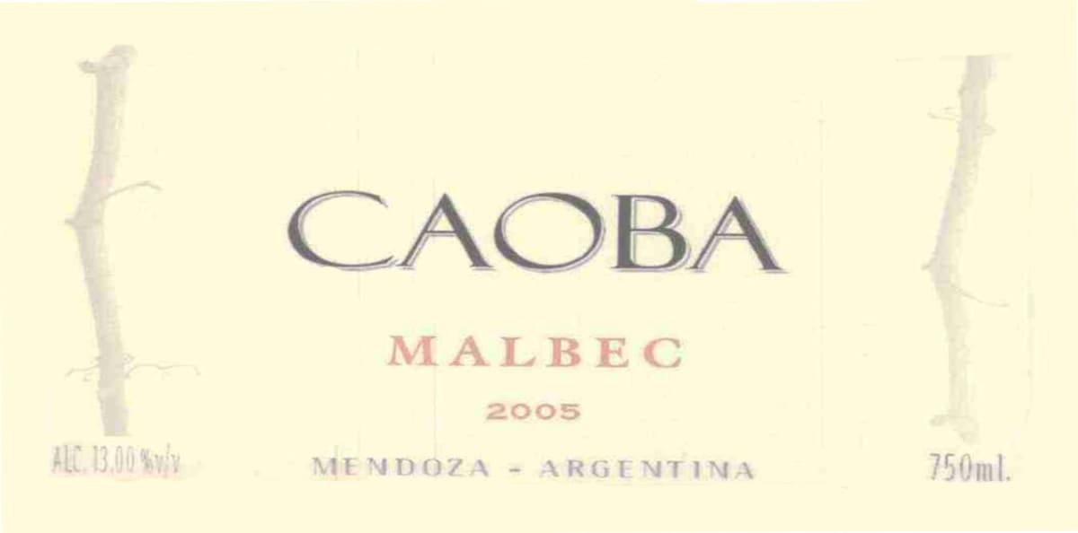 Familia Falasco Caoba Malbec 2005 Front Label