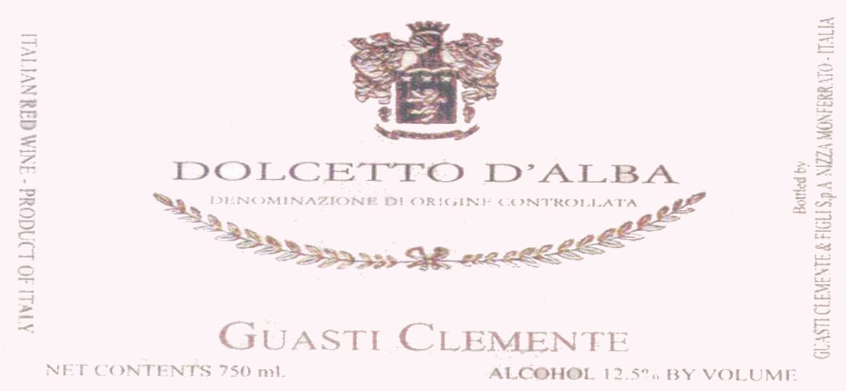 Guasti Clemente Dolcetto d'Alba 2012 Front Label