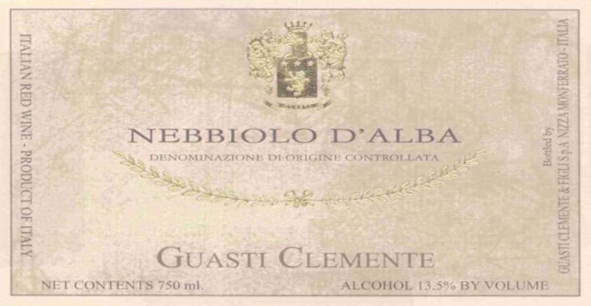 Guasti Clemente Nebbiolo d'Alba 2001 Front Label
