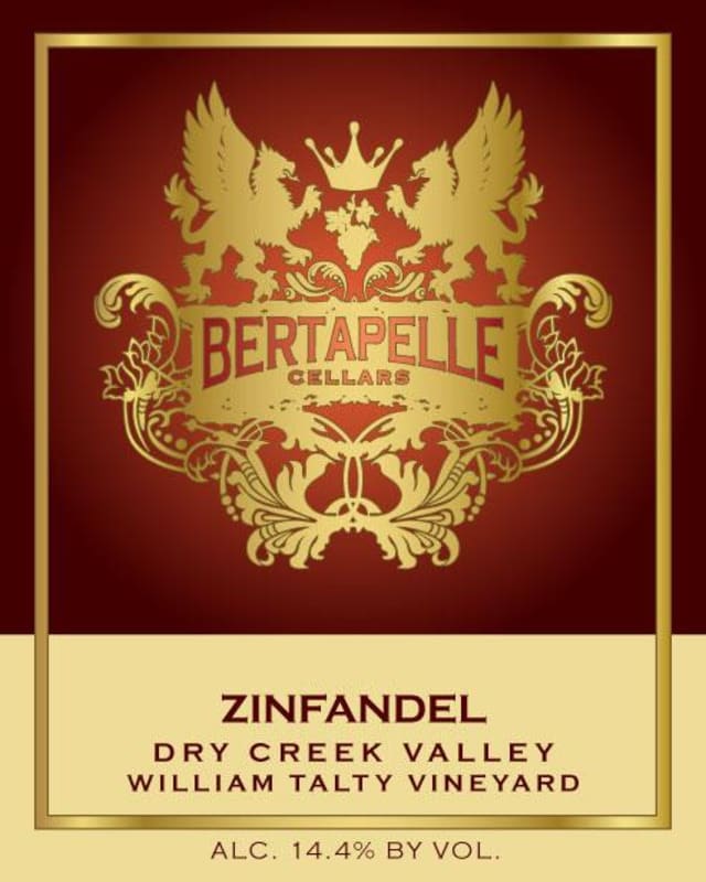 Bertapelle Cellars William Talty Vineyard Zinfandel 2011 Front Label