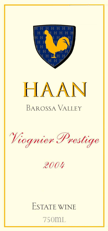 Haan Wines Prestige Viognier 2004 Front Label