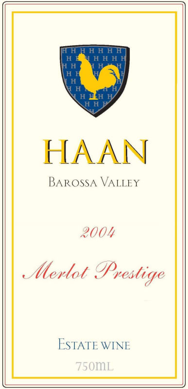 Haan Wines Prestige Merlot 2004 Front Label