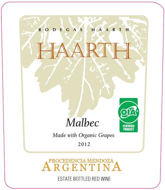 Haarth Wines Organic Malbec 2012 Front Label