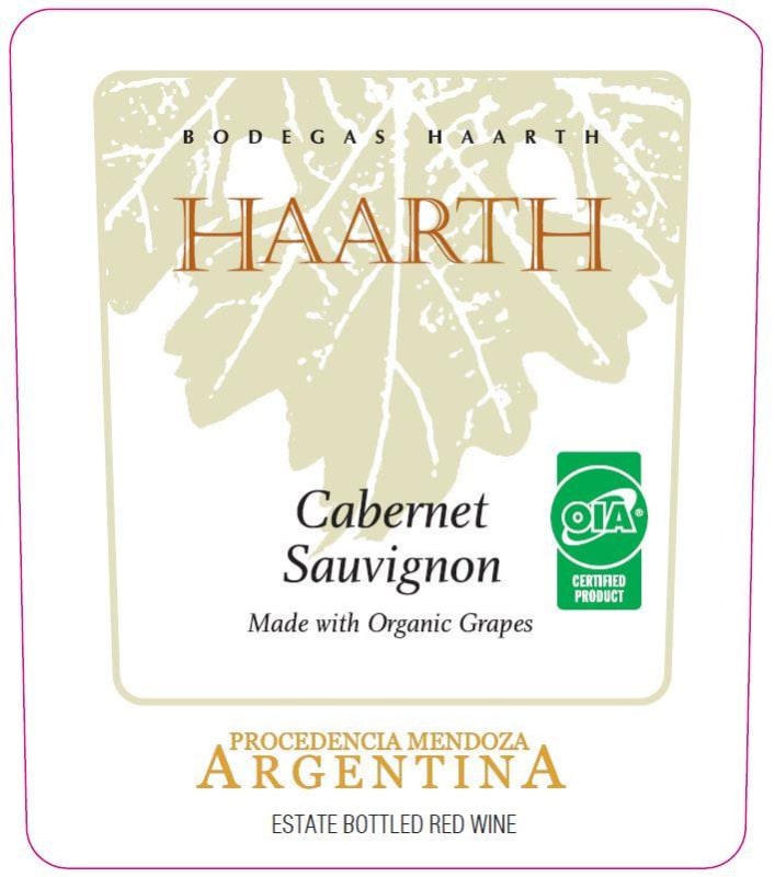 Haarth Wines Organic Cabernet Sauvignon 2013 Front Label
