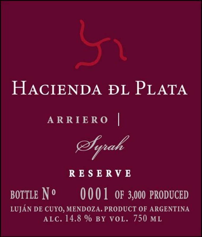 Hacienda Del Plata Arriero Reserva Syrah 2007 Front Label