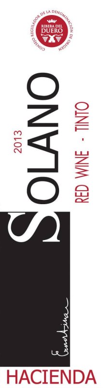 Hacienda Solano Roble 2013 Front Label