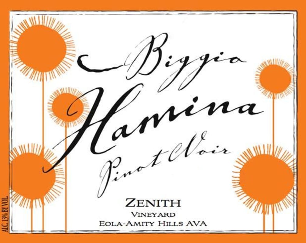 Biggio Hamina Cellars Zenith Vineyard Pinot Noir 2009 Front Label
