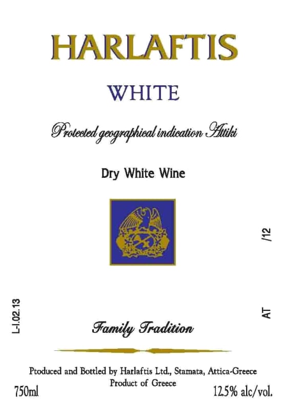 Harlaftis Ltd. Attica White 2014 Front Label