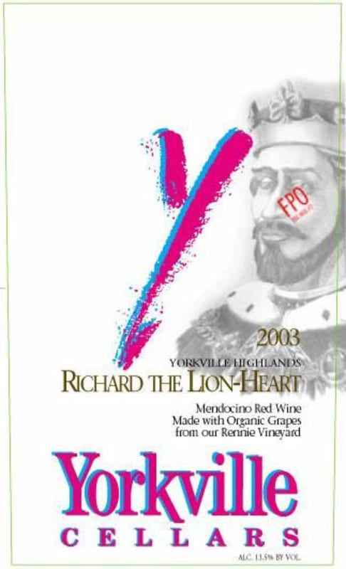Yorkville Cellars Richard The Lion Heart 2003 Front Label