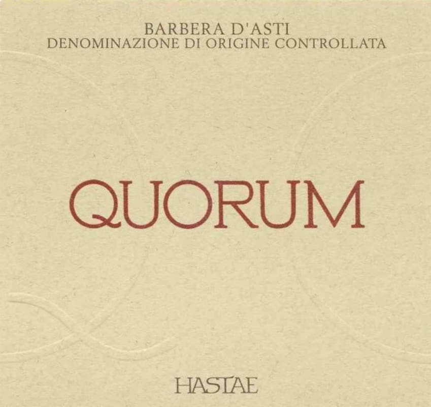 Hastae Barbera d'Asti Quorum 2005 Front Label