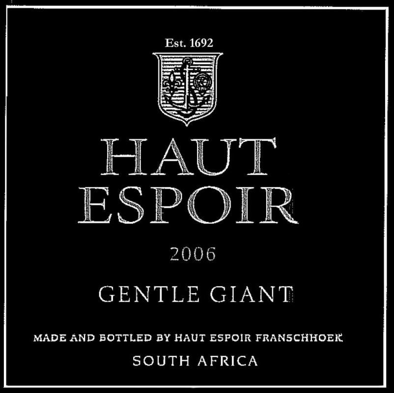 Haut Espoir Gentle Giant Red 2006 Front Label