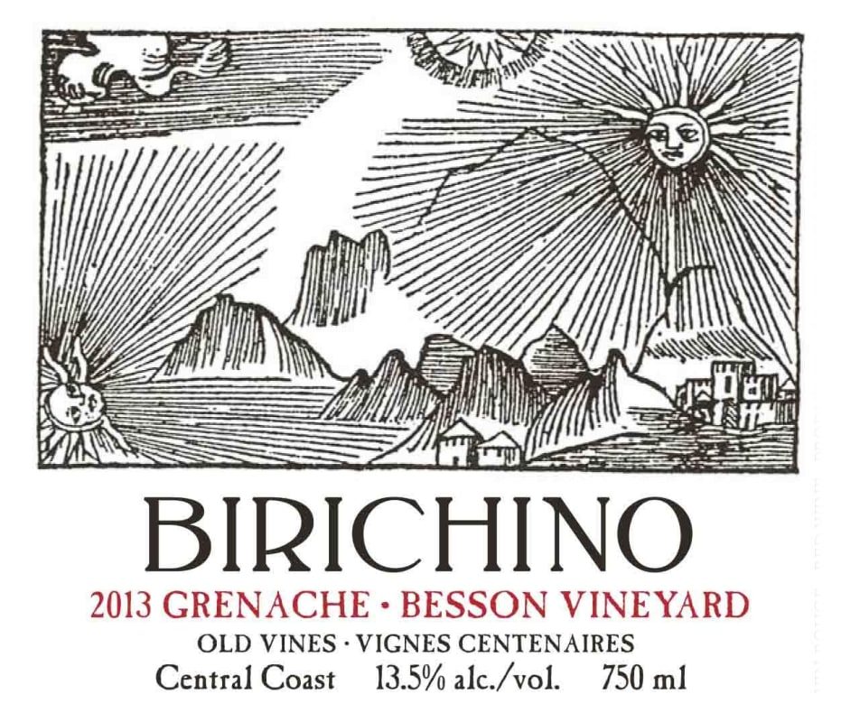 Birichino Besson Vineyard Old Vines Grenache 2013 Front Label
