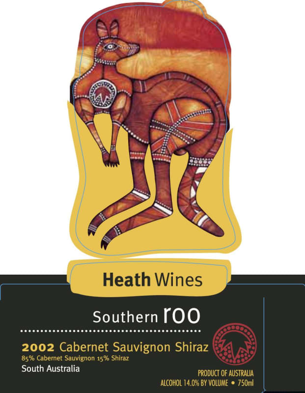 Heaths Wines Southern Roo Cabernet Sauvignon Shiraz 2002 Front Label