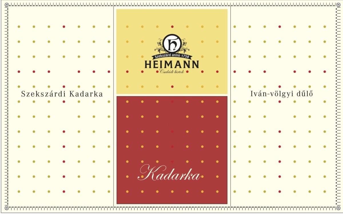 Heimann Csaladi Birtok Szekszard Kadarka 2013 Front Label