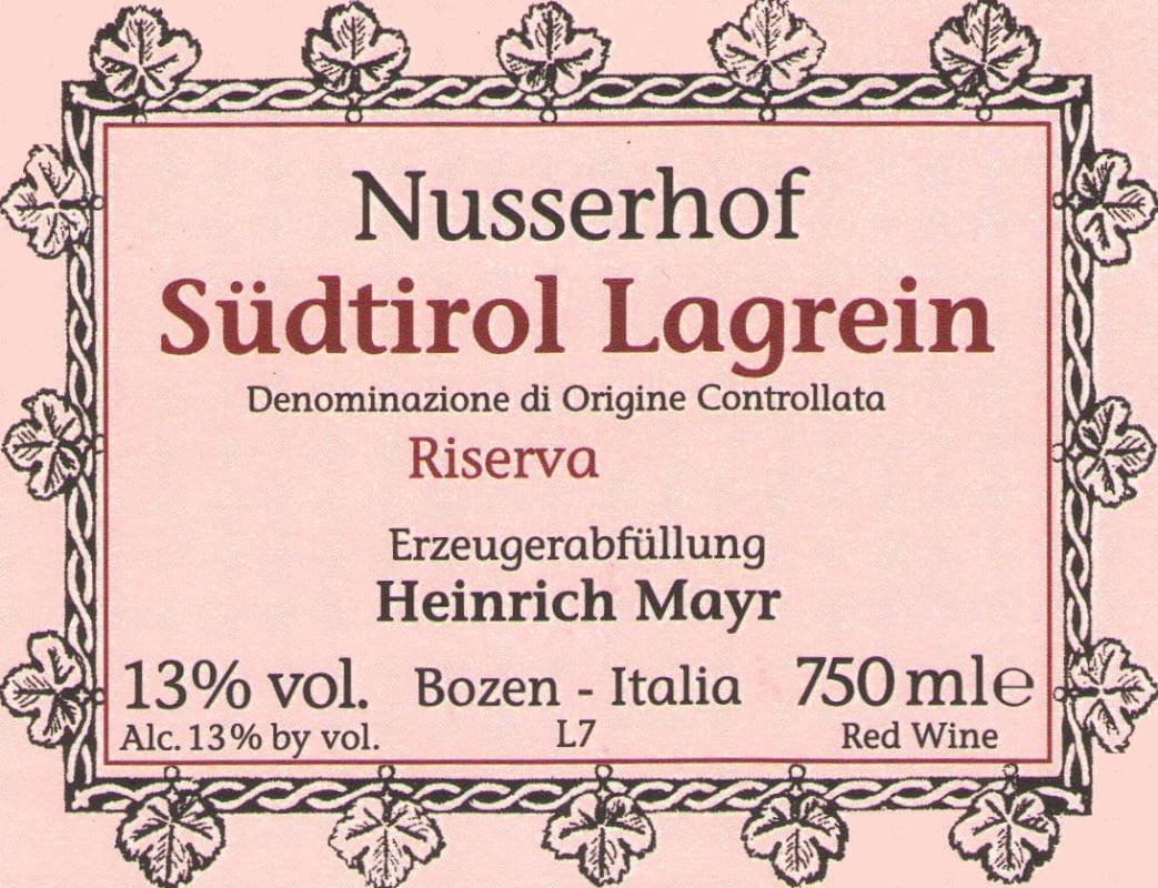 Heinrich Mayr Sudtirol Alto Adige Riserva Lagrein 2009 Front Label