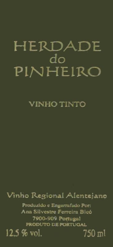 Herdad do Pinheiro Vinho Regional Alentejano 2010 Front Label