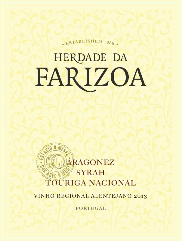 Herdade da Farizoa Vinho Regional Alentejano Tinto 2013 Front Label