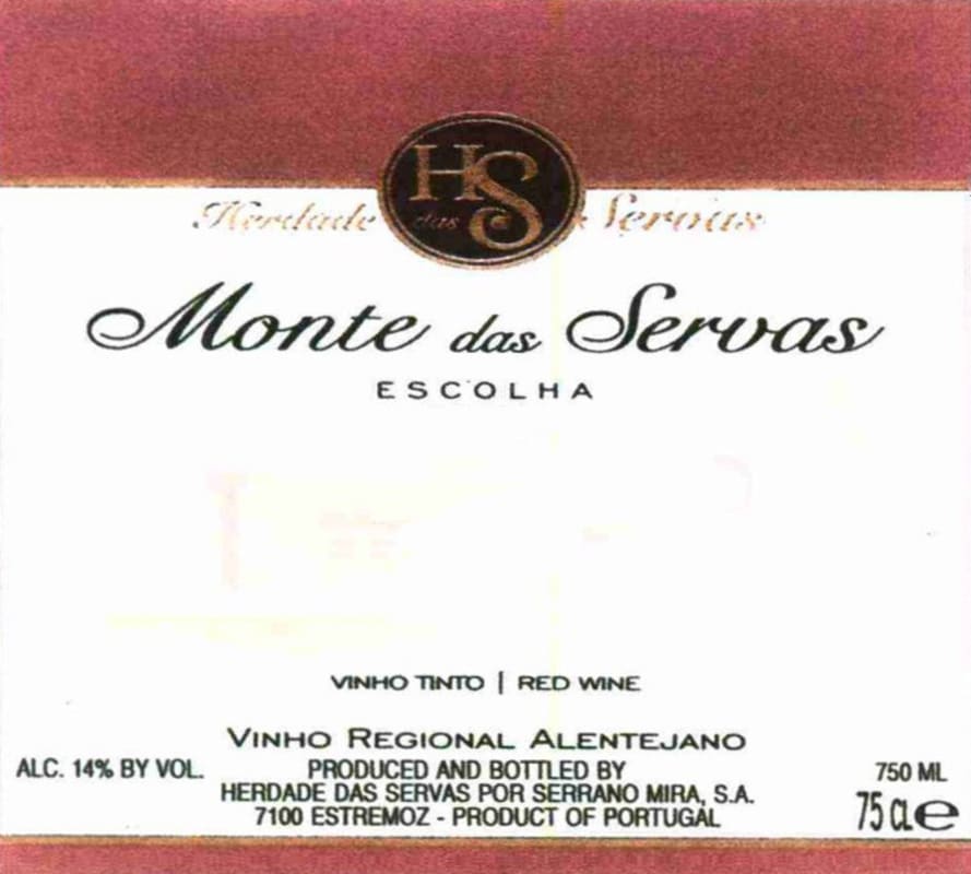 Herdade das Servas Monte das Servas Escolha Tinto 2008 Front Label