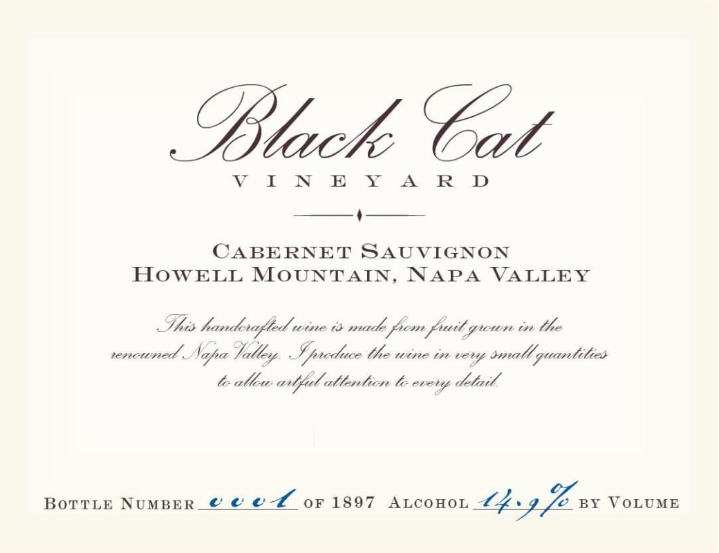 Black Cat Vineyard Cabernet Sauvignon 2013 Front Label