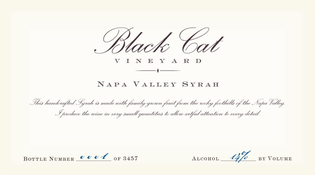 Black Cat Vineyard Syrah 2014 Front Label