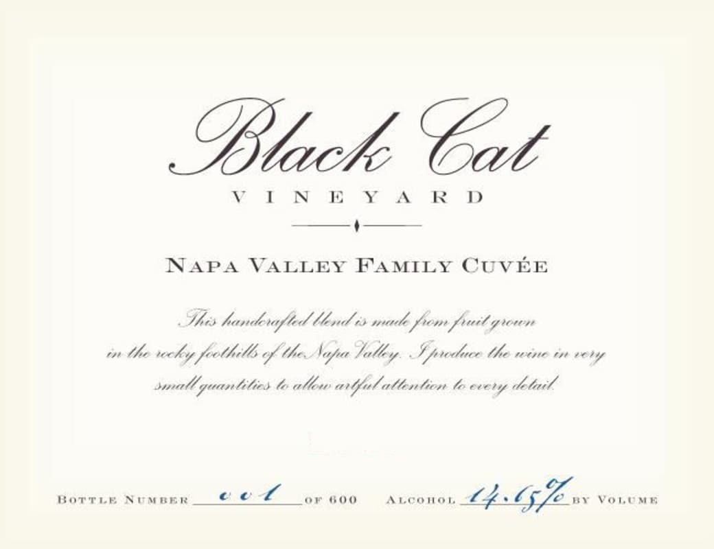 Black Cat Vineyard Family Cuvee Red 2008 Front Label