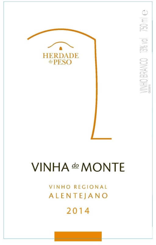 Herdade do Peso Vinho Regional Alentejano Vinha do Monte Branco 2014 Front Label