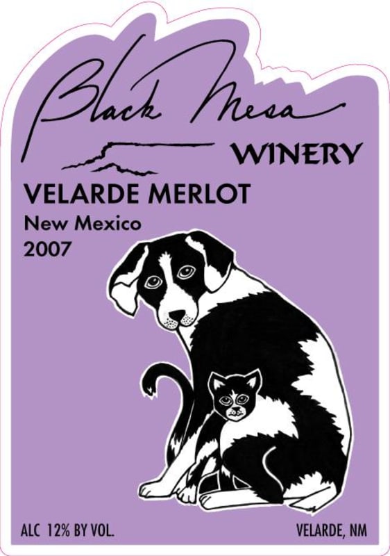 Black Mesa Winery Velarde Merlot 2007 Front Label