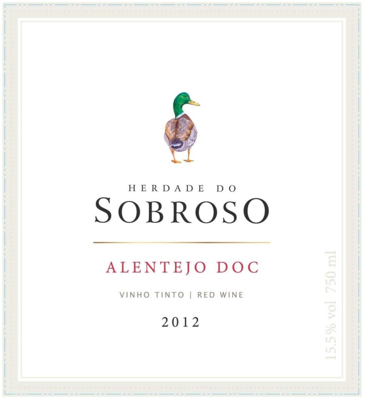 Herdade do Sobroso Tinto 2012 Front Label