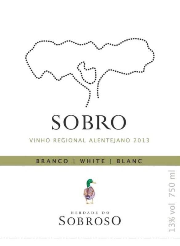 Herdade do Sobroso Sobro Branco 2013 Front Label
