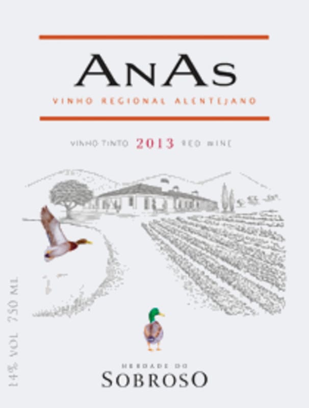 Herdade do Sobroso Anas Tinto 2013 Front Label