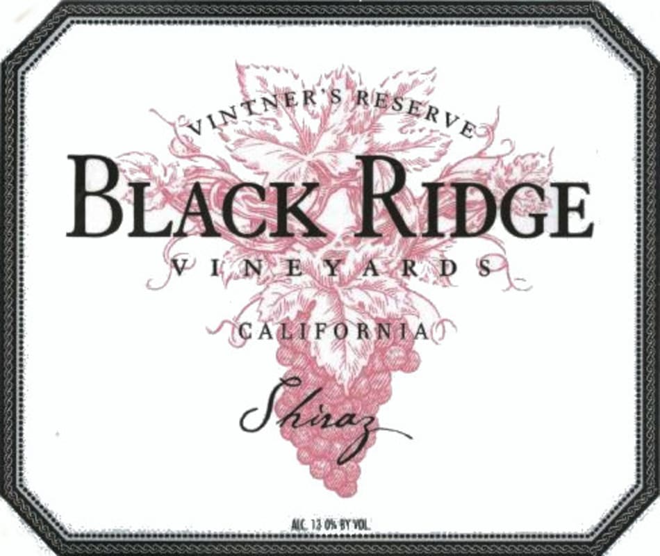 Black Ridge Vineyards Vintner's Reserve Shiraz 2012 Front Label