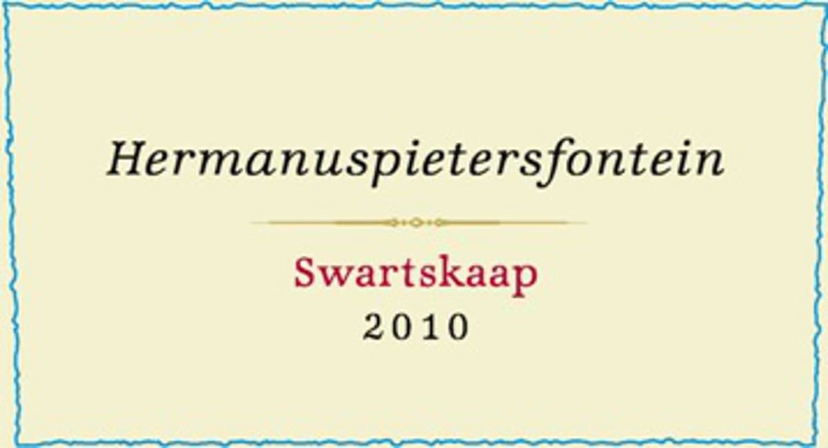 Hermanuspietersfontein Winery 1855 Swartskaap Cabernet Franc 2010 Front Label